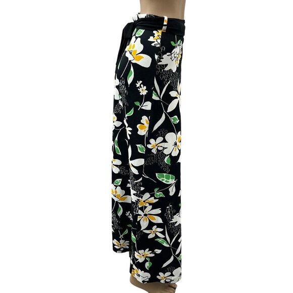 Vintage 60s-70s Floral Print Maxi A-Line Skirt Tie Waist Vibrant Flower Design - Picture 9 of 9